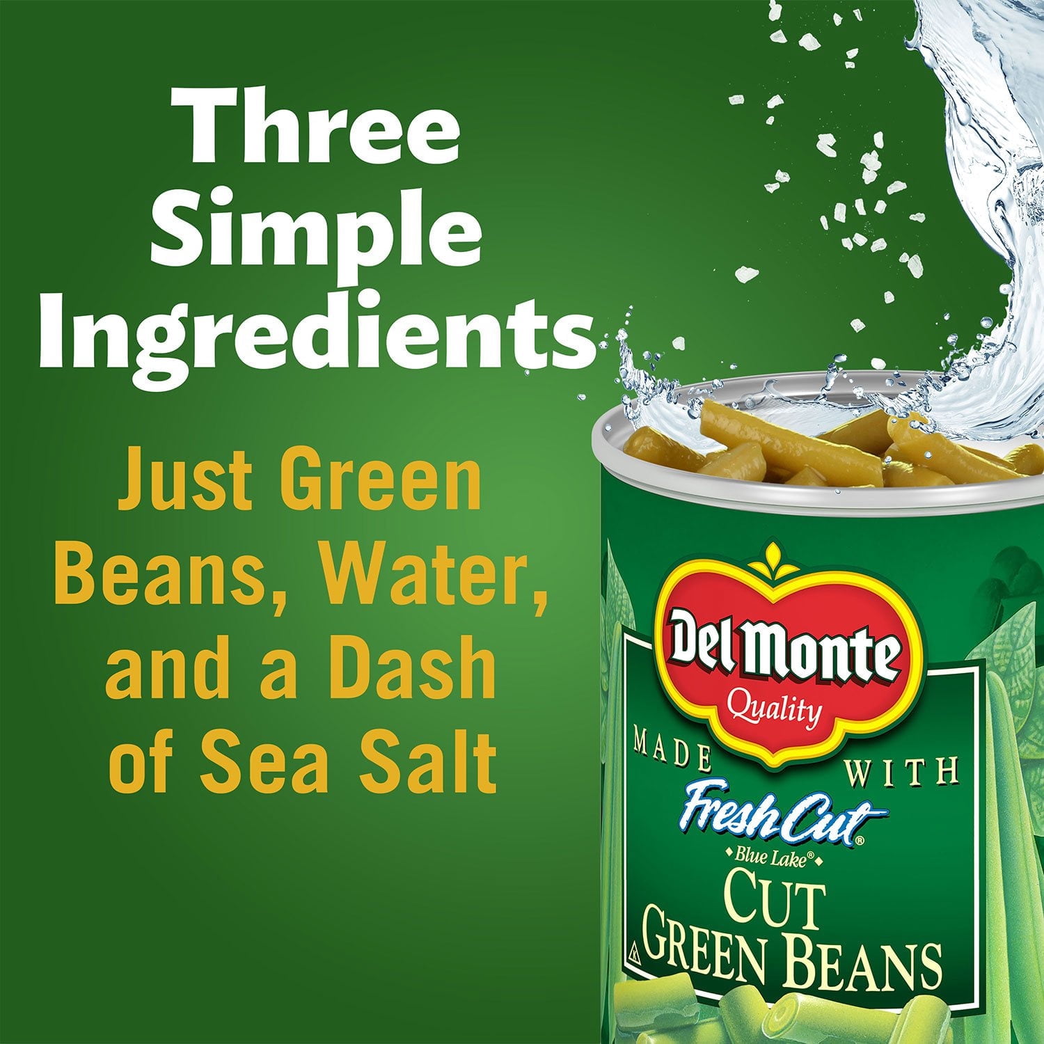Del Monte Cut Green Beans, Freshly Packed Canned Vegetables, 14.5 oz., 8 pk. With White Bowl By OMA