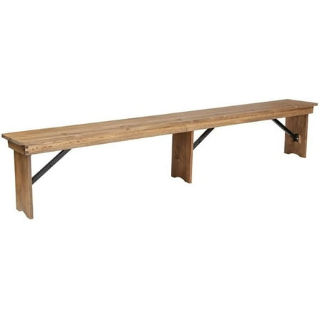 Pemberly Row Folding Wood Dining Bench in Antique Rustic Brown