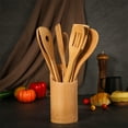 thumbnail image 5 of Topekada 8 Pack Wooden Utensil Set with Holder, Natural Bamboo Cooking Utensils for Nonstick Cookware, Wooden Spoons, Spatulas & Cooking Tongs, Eco-Friendly Gift for Home Chefs, 5 of 6