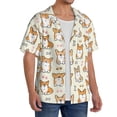 thumbnail image 4 of Xecao offers the Cartoon Corgi for Men's Casual Short-sleeved Shirt, a button-up collared shirt with a pocket, perfect for beach vacations and yacht travel in the Medium size., 4 of 7
