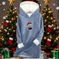 thumbnail image 5 of ShiShine Womens Sherpa Fleece Pullover Hoodie Christmas Wine Glass Santa Hat Glitter Print Long Hooded Top Winter Warm Loungewear, 5 of 6