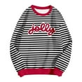 thumbnail image 4 of Tiweut Christmas Sweatshirts Women Jolly Glitter Patch Crewneck Sweater Xmas Long Sleeve Pullover Top,A-Black,Black, 4 of 4