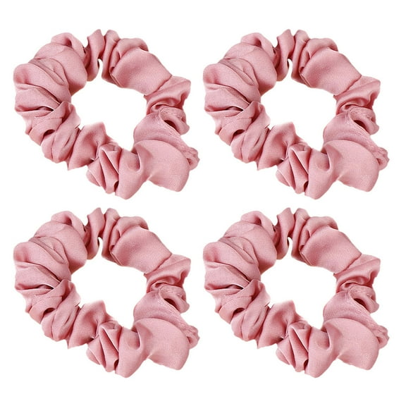Pretyzoom Durable Pink Silk Hair Bands for Women's Gentle Ponytail Holders and Hair Accessories Set of 4