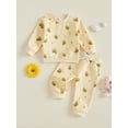 thumbnail image 4 of RUINIXCW Baby Fall Outfit, Bee Print Long Sleeve Crew Neck Sweatshirt with Pants, 4 of 8