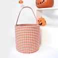thumbnail image 2 of Halloween Basket, Trick or Treat Basket, Cute Plaid Candy Bucket, Small Baskets Barrel, Jack O Lantern Bags, 2 of 10