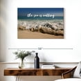 thumbnail image 3 of Elephant Stock Sea Is Calling Typography Wall Art - Horizontal Canvas Wall Art - Living Room Wall Decor - Beach Canvas - Beige And White Decor - 36" x 24", 3 of 8