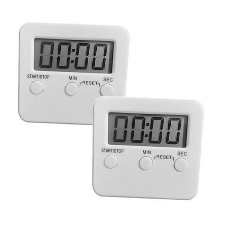 

2Pcs Large Button Kitchen Timer Timer Classroom Timer For Kids Kitchen Timer Digital For Cooking Egg Study Teacher Exercise Oven Baking Cook Desk (Aaa Battery Not Included) White