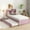 Pink, variant on Mirightone Twin Trundle Bed, Solid Wooden Pull Out Bedframe, Extendable Day Bed with Bookcase Headboard and Soild Wood Slats Support, White