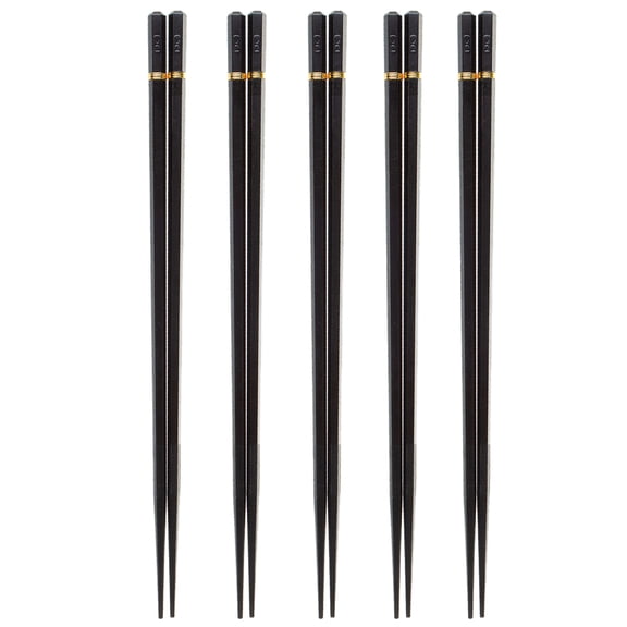 REACHISE 5 Pairs Pointed Head Chopsticks Practical Anti-scalding Food Serving Chopsticks Tableware for Home Restaurant (Black)