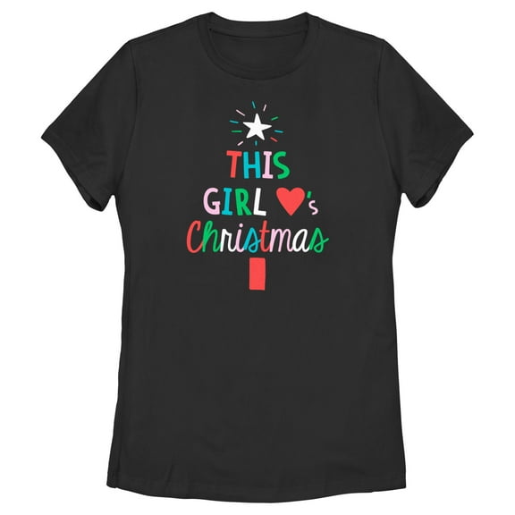 Women's Lost Gods This Girl Loves Christmas Graphic Tee Black X Large