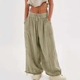 thumbnail image 2 of Jxximdong Pants for Women Women's Cargo Pants Baggy Wide Leg Pants Black Loose High Waist Sweatpants Multi Pockets Green XXL Trousers, 2 of 9