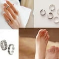 thumbnail image 4 of 12 Pcs Bague d'Orteil Réglable Sculptée Rétro Simple Mode Bijoux pour Femmes (Argent), 4 of 9