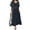Dark Blue, variant on ZANZEA Women Fashion V-Neck Short Sleeve Solid Sundress Casual Party Summer Holiday Midi Dress