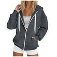 thumbnail image 2 of Gibobby Womens Zip Up Hoodies Oversized Long Sleeve Sweatshirts Fall Fashion Jackets Winter Clothes with Pockets Fall Winter Coat(XL,Dark Gray), 2 of 5