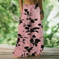 thumbnail image 2 of Boho Floral Palazzo Pants - Women's High Waist Flowy Beach Trousers, Summer Wide Leg Casual Pants | Yubnlvae (Pink | 3XL), 2 of 4