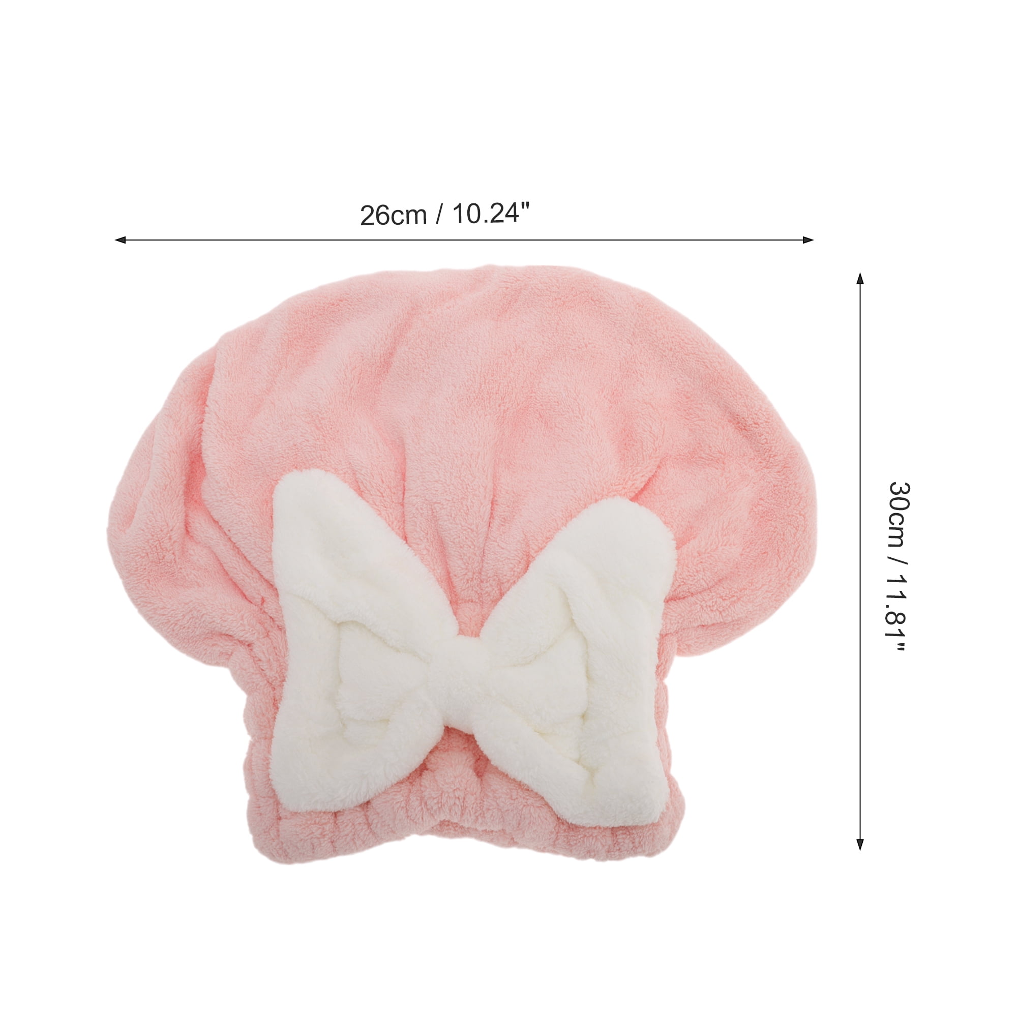 Unique Bargains 1pc Water-absorbent Bow Hair Drying Towel 10.24"x11.81" Light Pink