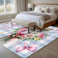 thumbnail image 4 of 6'x9' Area Rugs, Easter Bunny Indoor Outdoor Area Rug for Living Room Bedroom, Cute Rabbits Spring Daisy Flowers Blue Plaid Washable Bathroom Rugs Kitchen Floor Carpet Mats Home Decor Aesthetic, 4 of 8
