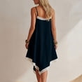 thumbnail image 5 of Zynoxe Womens Midi Dresses Cotton Linen Lace Spaghetti Strap Asymmetrical Hem Summer Dresses Casual Peasant Gauze Vacation Beach Dresses Navy 2XL, 5 of 7