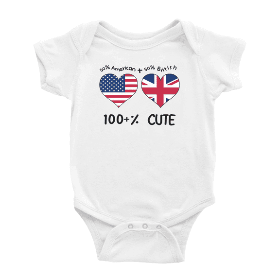 50% British + 50% American = 100+% Cute Baby Clothes (White, 0-3 Months)