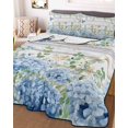 thumbnail image 3 of Quilts Full Size Bedding Set, Blue Hydrangea Lightweight Quilted Comforter, Spring Summer Eucalyptus Wooden Soft Reversible Bedspread Coverlet with Pillow Covers for All Season, 78" x 90", 3 of 7