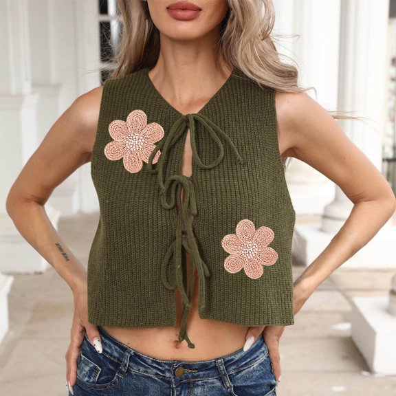 Summer Fashion Tank Tops For Women Loose Fit Casual Oversize Solid Color Round-Neckleeveless Summer Waistcoat — Y-Army Green∣XL