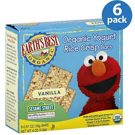 Earth's Best Organic Vanilla Yogurt Rice Crisp Bars, 4 oz (Pack of 6)