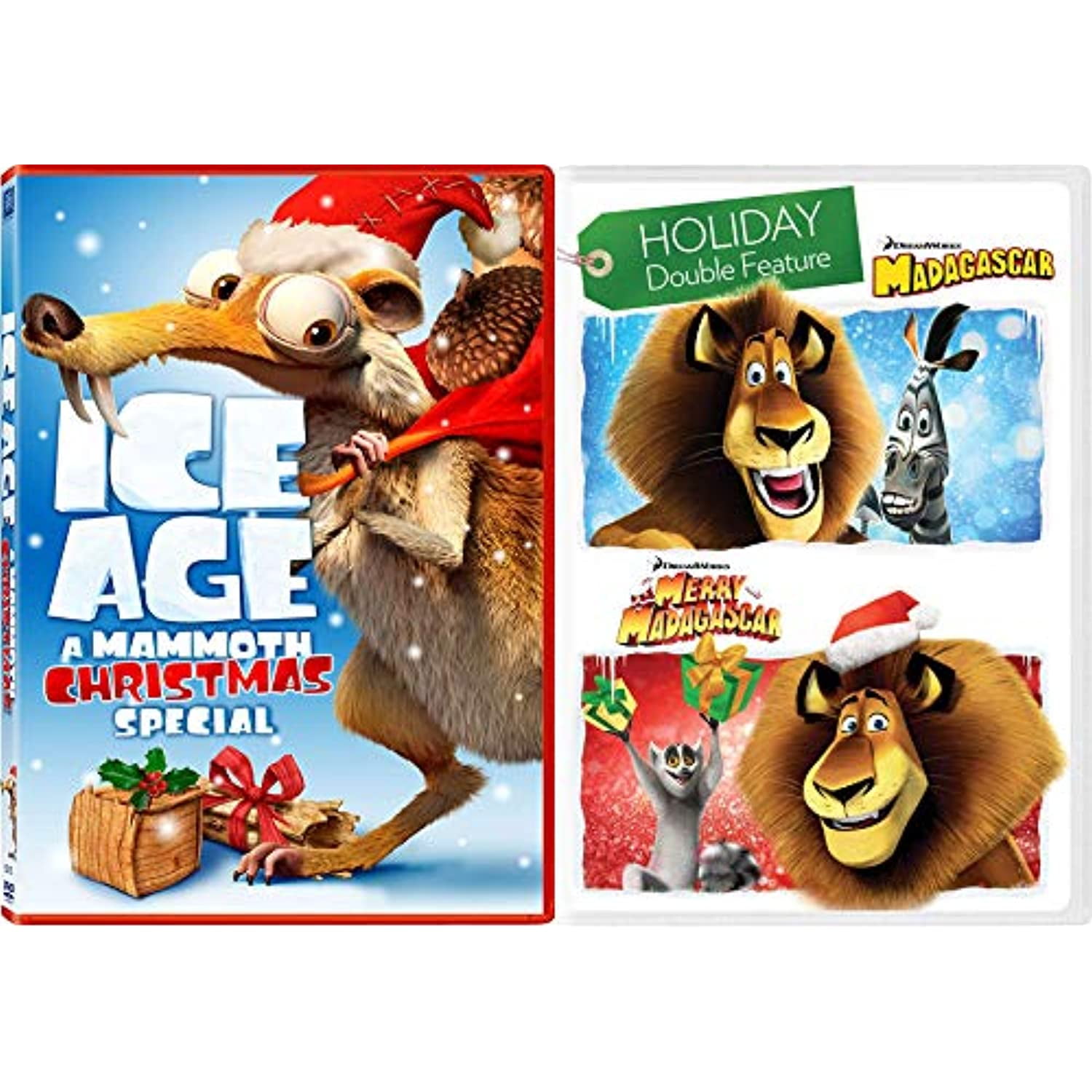 Subzero Heroes Mammoth Ice Age Christmas + A Merry Madagascar + Animated  Movie Triple Feature 2 Pack We Wish You A Merry Penguin 