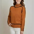 thumbnail image 3 of Scyoekwg Womens Fall Sweaters Fall Winter Clothes Knitted Sweater Solid Color Half Turtleneck Sweater Long Sleeve Warm Casual Pullover Sweaters(Coffee,M), 3 of 5