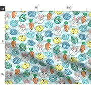 Easter Donuts Bunnies Eggs Blue Stripes Trendy Spoonflower Fabric by the Yard