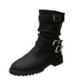 thumbnail image 2 of Wavsuf Winter Boots for Women Wide Mid Calf Low Heel Black Shoes Size 40, 2 of 9