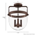 thumbnail image 4 of Hunter - Karloff 3-light Textured Rust, Medium Size Flush Mount Light, Dimmable, Casual Style, Urn Shaped, for Bedrooms, Dining, Living Rooms - 19835, 4 of 5