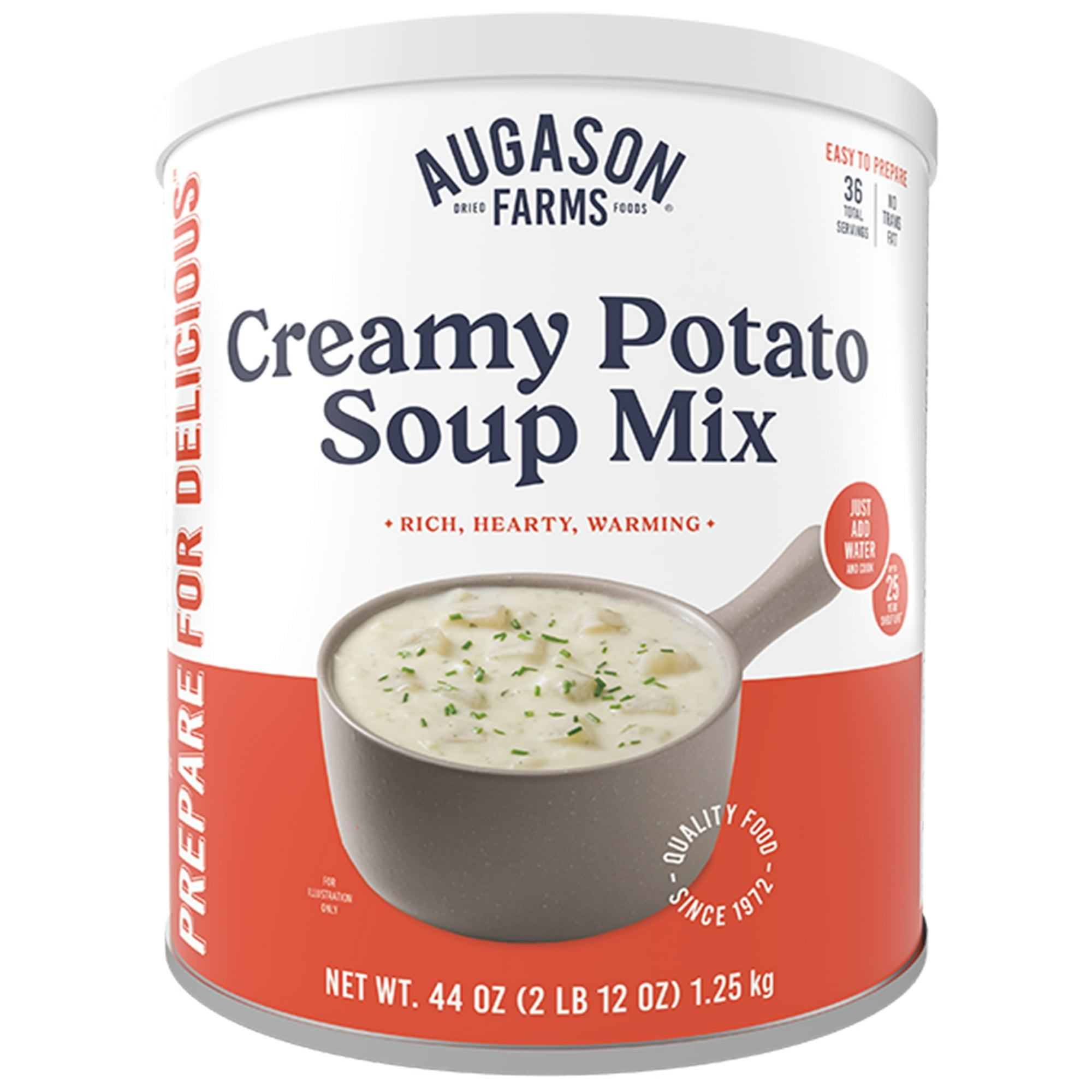 Creamy Potato Soup Mix Emergency Food Supply, 36 Servings, 25 Year Shelf Life, No Trans Fat - Dehydrated Meals, Survival Food Camping Essentials Can