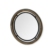 Mercana Josi 24" Brown Wood & Black Metal Frame Mirror