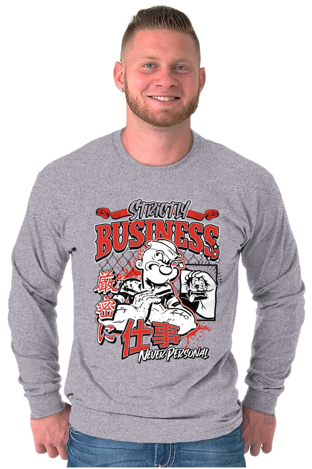 Overskæg restaurant Sportsmand Cool Urban Popeye Strictly Business Men's Long Sleeve Tee T Shirt Brisco  Brands 3X - Walmart.com
