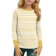 thumbnail image 1 of Blusas y camisas de manga larga con cuello redondo para niños y niñas, moda, lindas, con estampado de rayas, transpirables, suaves, de manga larga, para niña, 1 of 9