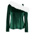 thumbnail image 5 of Posijego Girls Velvet Tops Cold Shoulder Long Sleeve Blouse for Girls Velour Shirts Little Girls Clothes, 5 of 7