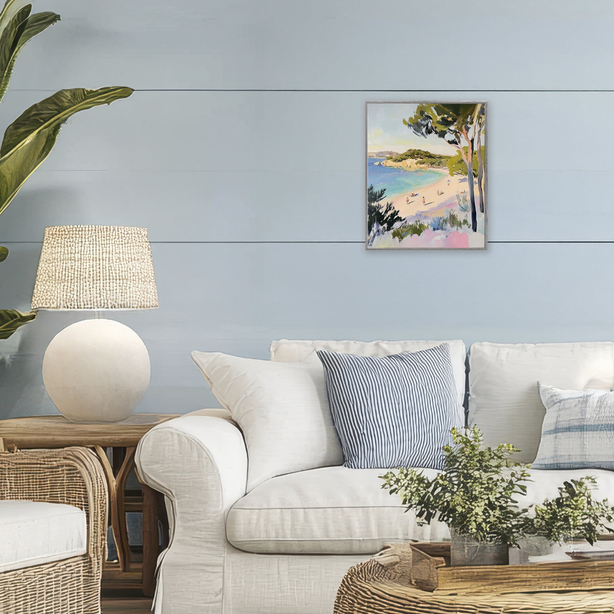 Stupell Industries Amalfi Coast Beach Escape Gray Framed Giclee Art, design by The Prints Vibe