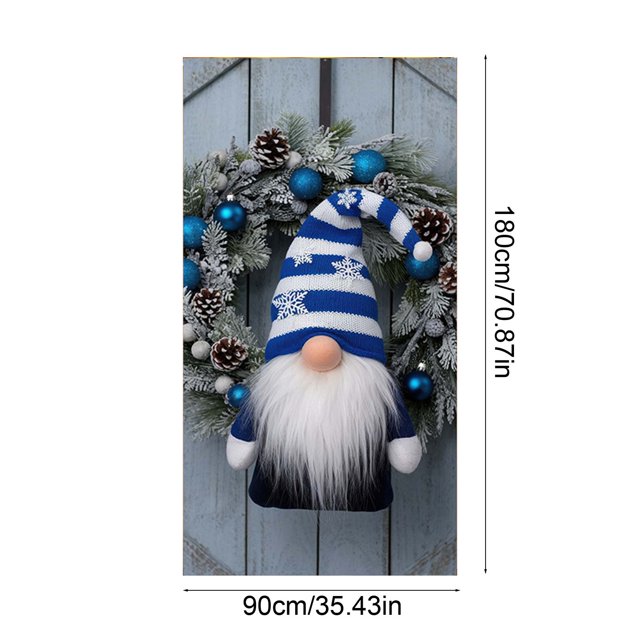 Adornos navideños, cubierta de puerta navideña de 35 x 71 pulgadas - Decoración con patrón de Papá Noel - Decoración para puerta de Navidad - Decoración para fiestas de festivales - Cubierta de puerta