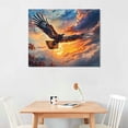 thumbnail image 2 of Acheng Eagle Canvas Wall Art Flying Eagle Pictures Bird Wildlife Poster Aesthetic Vintage Prints for Living Room Bedroom Home Decorations Framed Ready To Hang 20x16in, 2 of 6