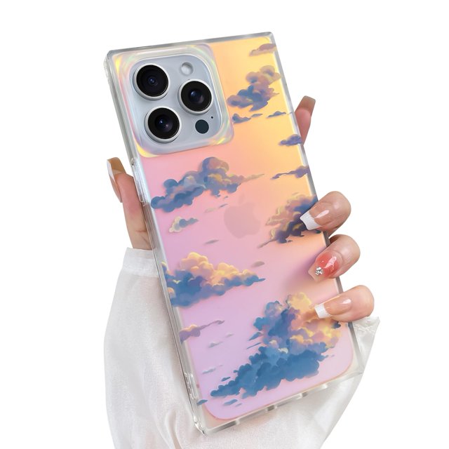 Funda de teléfono Heaofei Cute para iPhone 14 Pro, mujer, Iridescent Cloud