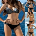 thumbnail image 3 of Travelwant Women's Liquid Metallic Sexy Triangle Bikini Set Shiny Bathing Suit Two Pieces Swimsuit Tie Two Sides Bottom, 3 of 7