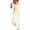 White, variant on BODOAO Women's Casual Business Suit Set, Soft 3/4 Sleeve Blazer, Comfortable Drawstring Waist Wide Leg Flared Pants, Loose Fit Vintage Outfit for Work, Office, Wedding, Party & Daily Beige L