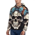 thumbnail image 3 of Honeii Bow Flower Skull Pattern Mens Hoodies Men's Loose Sleeve Sweatshirt,Pullover Hooded Sweatshirt for Men,Essentials Hoodie-3X-Large, 3 of 7