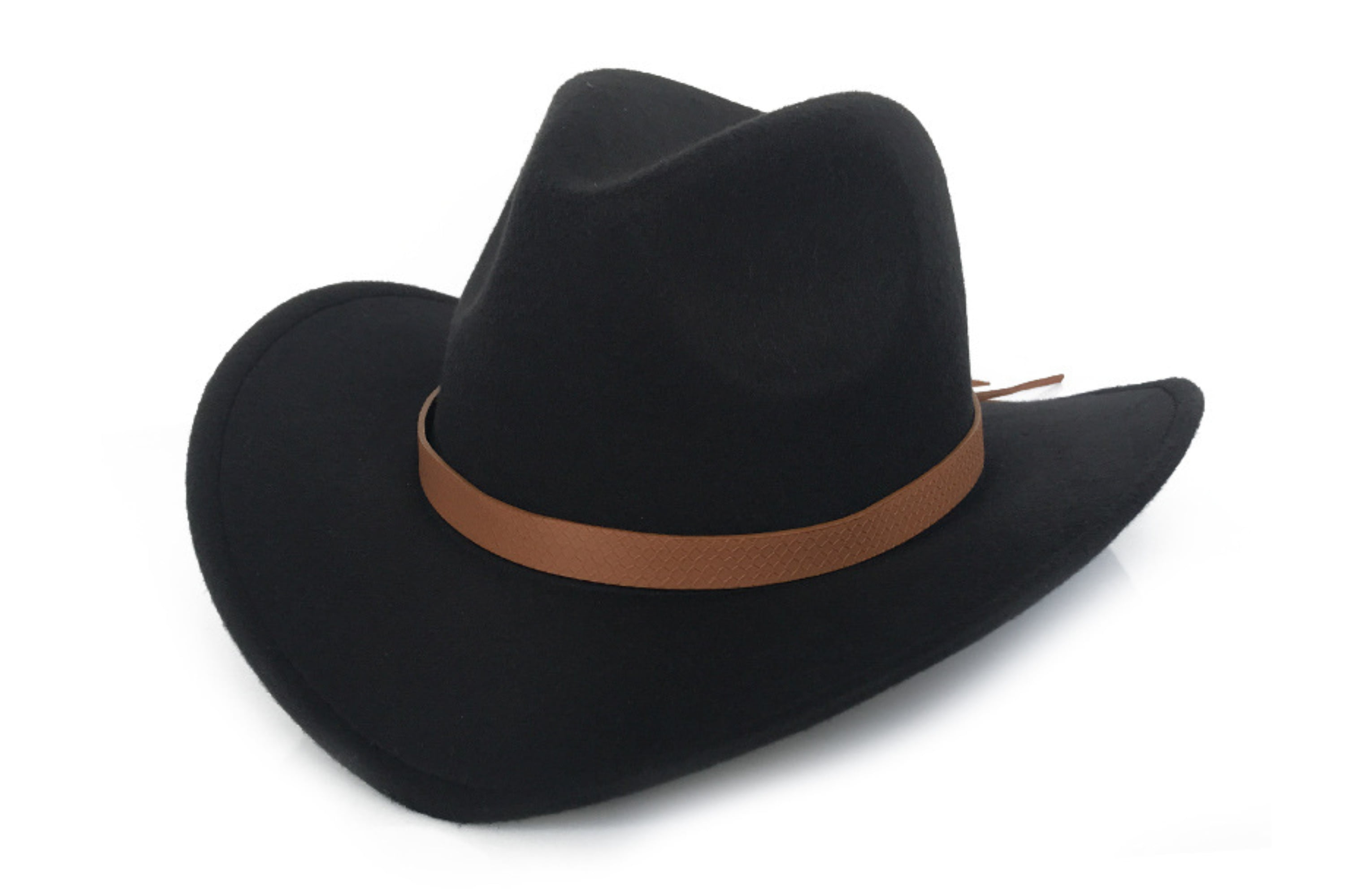 LZLER Western Cowboy Hat for Men Women Felt Wide Brim Cowgirl Hat with