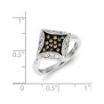 thumbnail image 5 of Sterling Silver Champagne Diamond & Diamond Shape Ring, 5 of 6