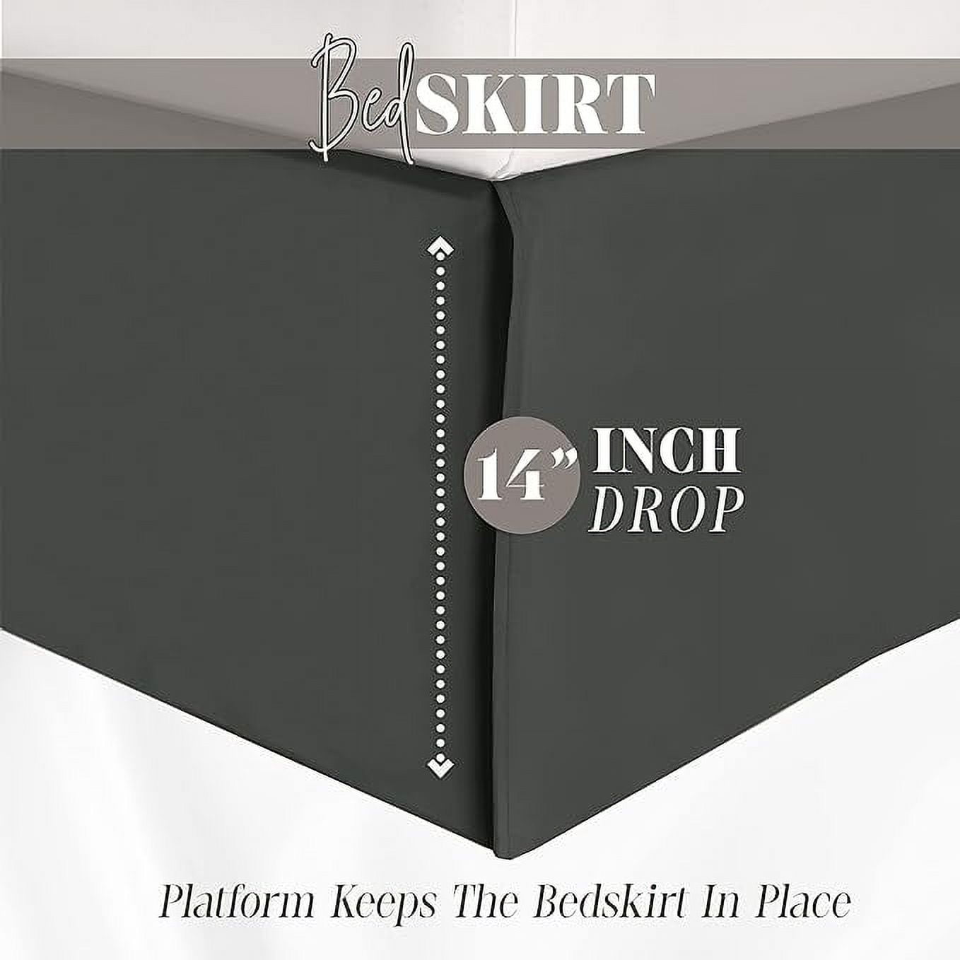 Elegant Comfort 1-Piece Solid Bed Skirt, 1500 Thread Count, Minimalist Design, Easy Care, Wrinkle and Stain Resistant , Twin, Stormy Gray