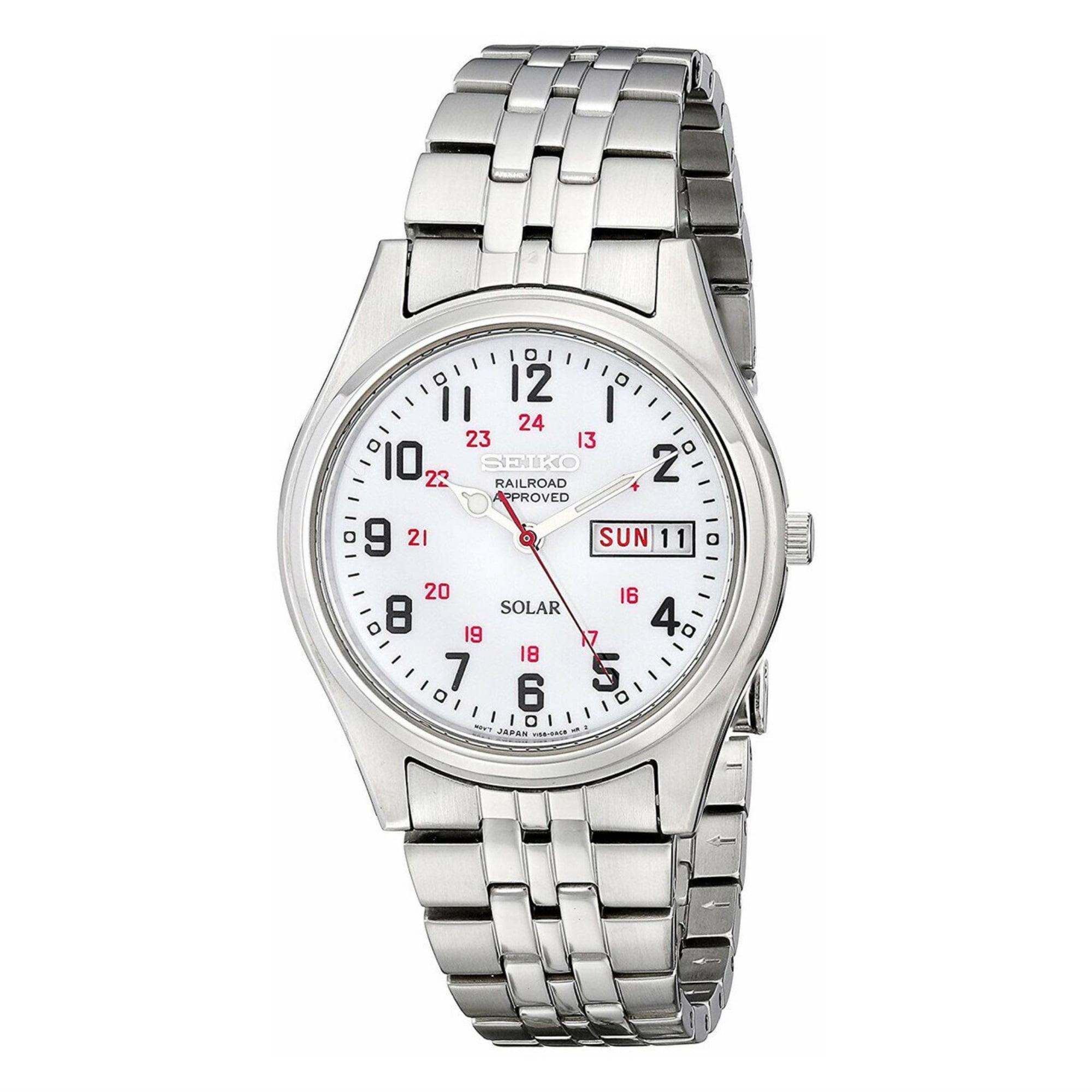Seiko Men's Solar Stainless Watch - Stainless Bracelet - White Dial -  SNE045 