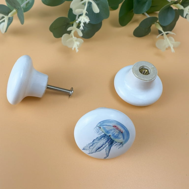 Jamjam Set of 6 Ceramic Beach Coastal Themed Cabinet Drawer Dresser Knobs  Octopus Door Handle and Pulls 1.5 X 1.5 Inches - Walmart.com