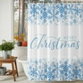 thumbnail image 3 of Shower Curtain 72"W x 96"L Merry Christmas Winter Blue Snowflakes Fabric Shower Curtains Set with Hooks Water Repellent Bathroom Curtains Machine Washable Bathroom Accessories, 3 of 9
