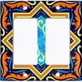thumbnail image 6 of Metal Light Switch Plate Cover Blue Orange Mandala Star Tile Pattern TIL029, 6 of 13